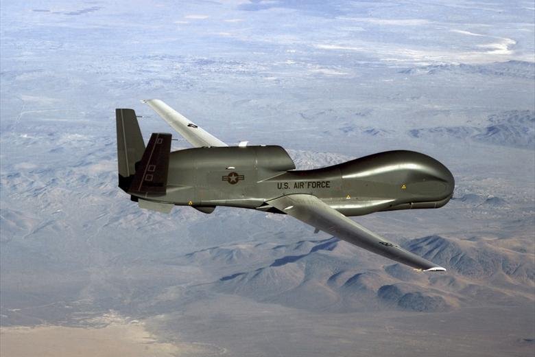 A RQ-4 soars through the sky to record intelligence, surveillance and reconnaissance data. Photo courtesy of the U.S. Air Force