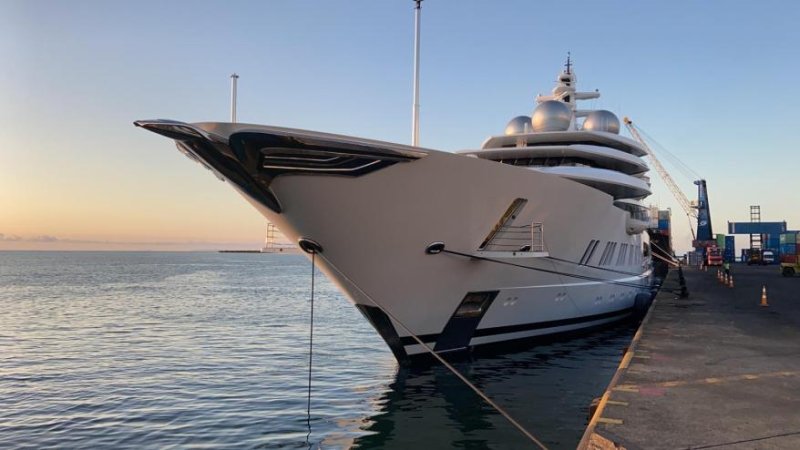 The federal government said Tuesday that a superyacht owned by a sanctioned Russian oligarch and seized in Fiji early last month has arrived in a U.S. port. Photo courtesy of U.S. Justice Department
