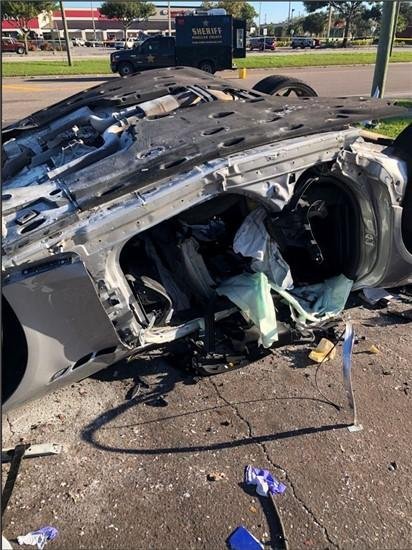 One teenager was killed and two others were seriously injured after crashing a car they are accused of stealing early Sunday in St. Petersburg, Fla. Photo courtesy of Pinellas County Sheriff's Office