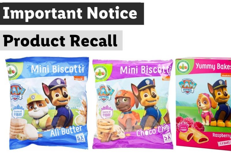 Store chain Lidl issued a recall for four varieties of "Paw Patrol" themed snacks after a website URL on the packaging was found to lead to explicit materials. Photo courtesy of Lidl