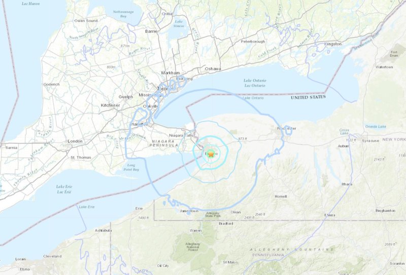 A 3.8-magnitude earthquake struck Buffalo on Monday. Image courtesy U.S. Geological Survey