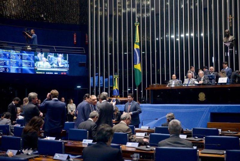 The Brazilian senate, seen here on Thursday, opened an impeachment trial against suspended Brazilian President Dilma Rousseff over accusations she broke budget laws. A final impeachment vote will require a two-thirds majority -- 54 senators -- to remove Rousseff from the presidency. Photo courtesy of Brazil's Federal Senate