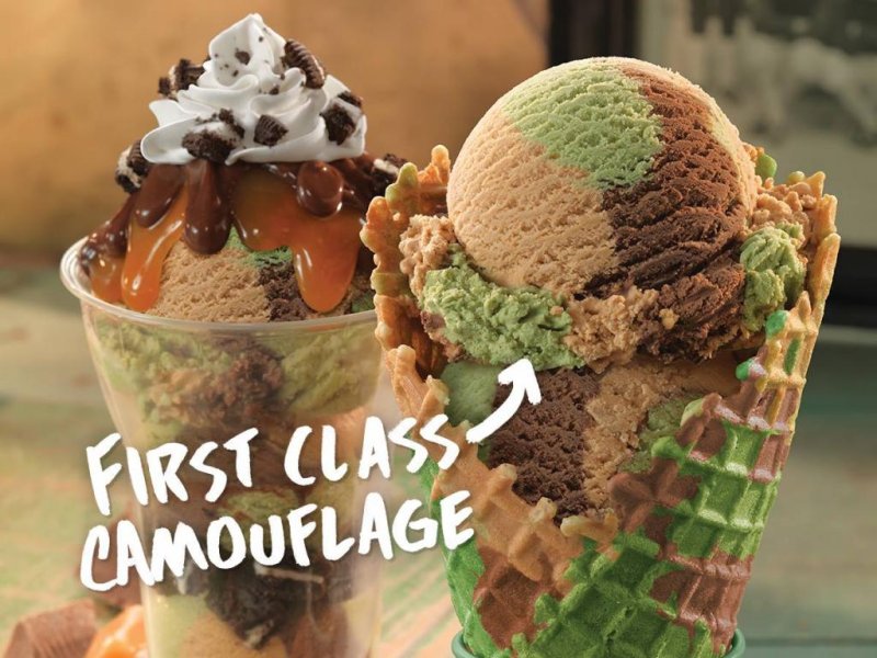 Baskin-Robbins has a new flavor to honor veterans during November. It's called First class camouflage. (Photo courtesy of Baskin-Robbins)