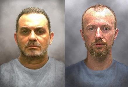 Richard Matt, left, and David Sweat, have yet to be located 11 days after they escaped from Clinton Correctional Facility near Dannemora,, N.Y. Police on Wednesday said the search for the men had been scaled back and shifted away from the prison. Photo courtesy New York State Police/Handout