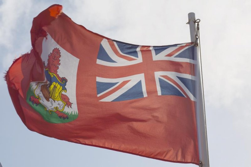 The Bermuda flag flies in May 2017. The territory's governor has signed an act that repeals citizens' right to same-sex marriage. Instead, same-sex couples can only enter into domestic partnerships. File photo by EPA-EFE/CJ Gunther
