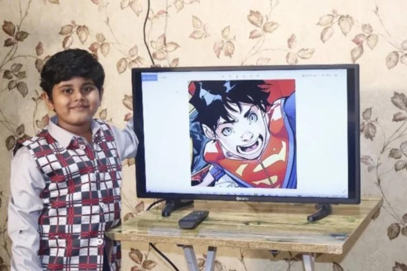 Nidhish VB, 7, identified 60 DC Comics characters in one minute to earn a Guinness World Record in Chennai, India. Photo courtesy of Guinness World Records