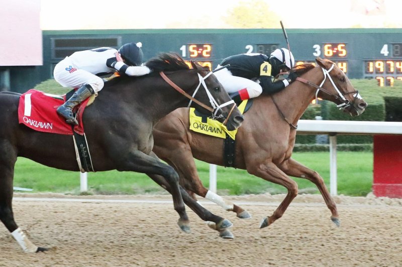 Bal Harbour wins Saturday's $200,000 Tinsel Stakes at Oaklawn Park. Coady Photography, courtesy of Oaklawn Park