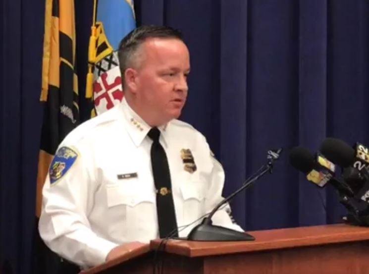 Baltimore Police Commissioner Kevin Davis holds a press conference Wednesday on the shooting death of Det. Sean Suiter. Photo by Baltimore Police Department/Facebook