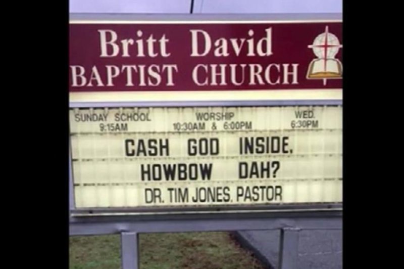 A Georgia church sign took inspiration from a troubled teen's viral catchphrase from an episode of The Dr. Phil Show. Screenshot: KTRK-TV