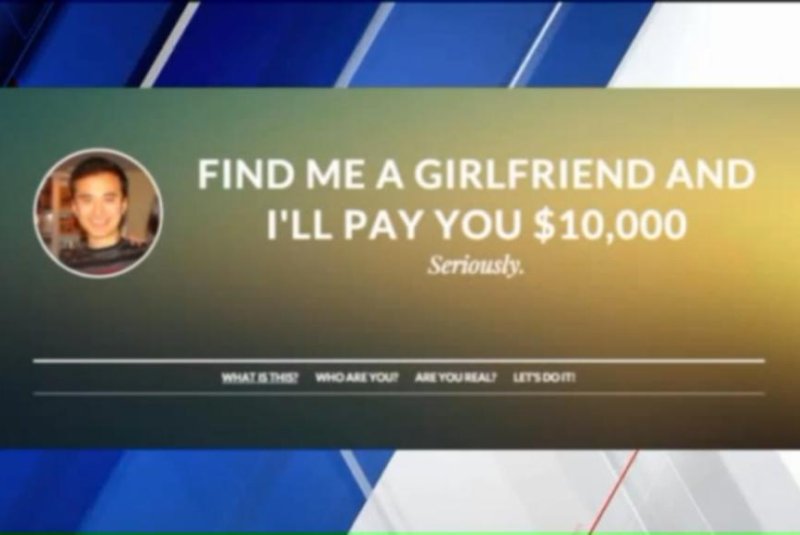 Ren Lu You's website is offering $10,000 to find him a long-term girlfriend. WGN-TV screenshot