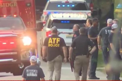 Police gathering at a suburban Birmingham church Thursday evening in response to a shooting that killed two people. Photo courtesy of ABC News