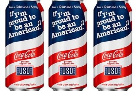 New patriotic cans of Coca-Cola are being rolled out this Memorial Day. The cans are a tribute to the 75th anniversary of the founding of the United Service Organizations. Photo courtesy Coca-Cola