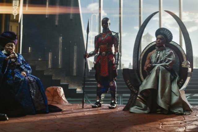 From left to right, Dorothy Steel, Florence Kasumba, Angela Bassett and Danai Gurira star in "Black Panther: Wakanda Forever." Photo courtesy of Marvel