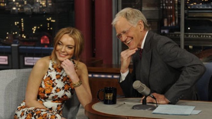 Photo of Lindsay Lohan and David Letterman on "Late Show," courtesy of CBS.