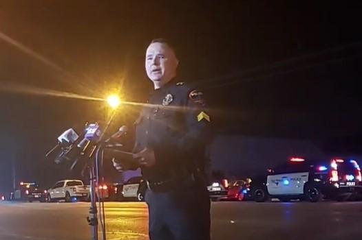 Sgt. Rick Alexander of the Haltom City Police Department speaks during a press conference after a Texas gunman killed two people and injured a third Saturday before a shootout with law enforcement that left three police officers injured. Photo courtesy Haltom City Police Department/Facebook