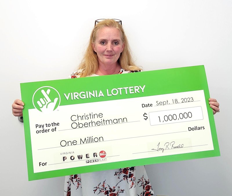 Christine Oberheitmann was driving home to Maryland with her husband when they made a pit stop in Virginia and bought a Powerball ticket that scored a $1 million prize. Photo courtesy of the Virginia Lottery
