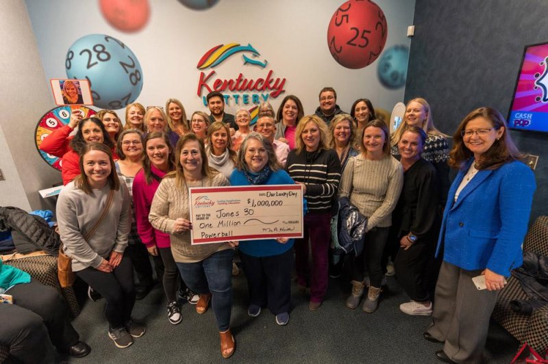 A group of 30 current and former employees from a Kentucky middle school won a $1 million Powerball prize using a set of numbers they have been using since 2019. Photo courtesy of the Kentucky Lottery