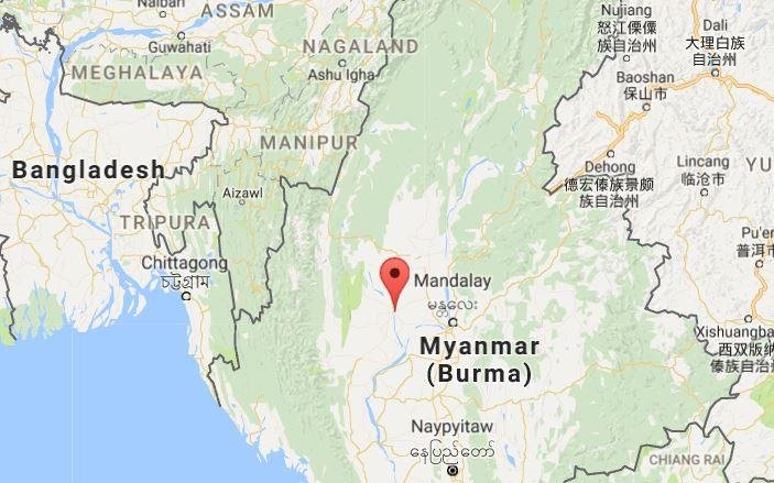 Fourteen people are confirmed dead and about 140 remain missing after a ferry boat carrying up to 300 people capsized in Myanmar's Chindwin River. Photo courtesy of Google Maps