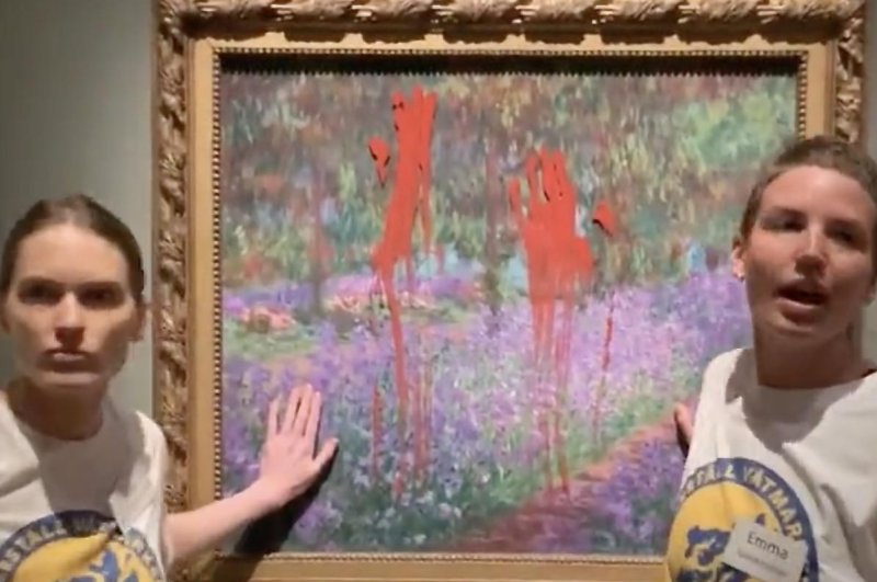 Local weather activists smear crimson paint on Monet paintings at Stockholm museum