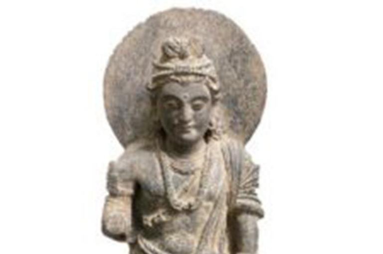 Nearly 200 pieces of art and artifacts tied to an investigation into notorious art dealer Subhash Kapoor have been returned to Pakistan, including a Gandharan statute depicting a maitreya, or an enlightened form of the Buddha, which was smuggled into New York during the 1990s. Photo courtesy of Manhattan District Attorney's Office