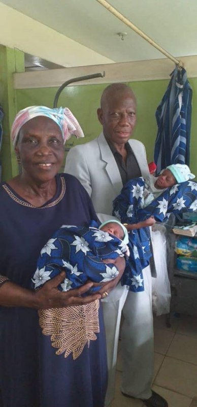 Margaret Adenuga, 68, gave birth to twins at a Nigerian hospital after multiple previous IVF attempts failed. Photo courtesy of Lagos University Teaching Hospital/Facebook