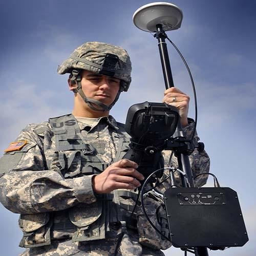 Trimble's M7 GPS-Survey system features software designed for military use, which provides precise positioning technology. Photo by Trimble