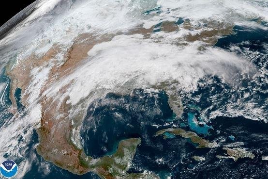 A storm traveling over the U.S.Midwest and South is expected to bring a weekend nor'easter to New England, with potential flooding and coastal erosion. Photo courtesy NOAA