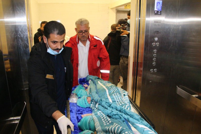 More than two dozen premature Palestinian babies were en route to Egypt from Gaza on Monday morning for life-saving specialist medical care, the Palestinian Red Crescent Society said. Photo courtesy Palestinian Red Crescent Society/X
