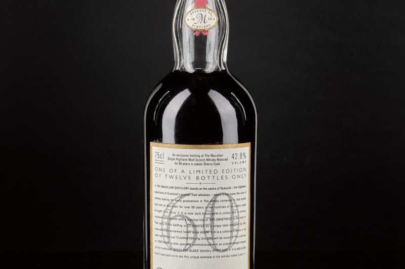 The nearly 100-year-old booze sold after an intense bidding war between potential buyers in the room and brokers who called in stakes by phone. Photo provided by Sotheby's of London