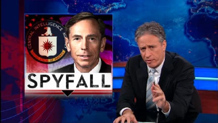 Jon Stewart blames himself for missing the Petraeus, Broadwell signs [VIDEO]