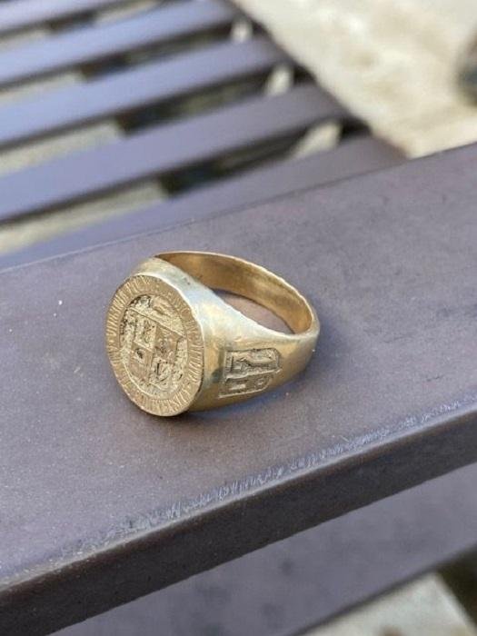A construction crew working on volleyball court drainage improvements on Virginia Tech's campus unearthed a ring that had been lost by a former student more than 25 years earlier. Photo courtesy of Virginia Tech