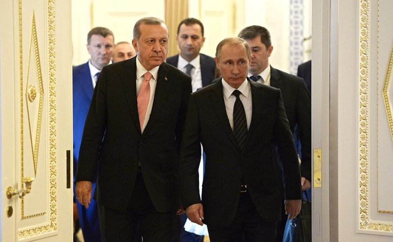 Turkish President Recep Tayyip Erdogan, left, and Russian President Vladimir Putin met Tuesday to begin restoration of relations between their countries. <a class="tpstyle" href="http://en.kremlin.ru/events/president/news/52671">Photo courtesy of the Russian President's Office</a>