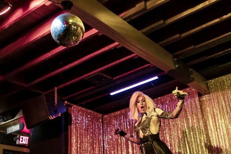 Drag queen Scarlett Kiss performs at Long Play Lounge in East Austin on June 12, 2021. File Photo by Sophie Park/The Texas Tribune