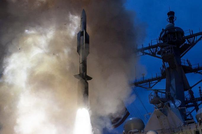 A Standard-6 missile is launched from the destroyer USS John Paul Jones. U.S. Navy photo