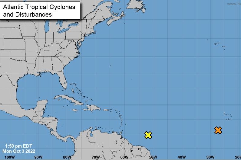There are two new significant candidates for tropical development in the Atlantic basin this week. Photo courtesy of the National Hurricane Center
