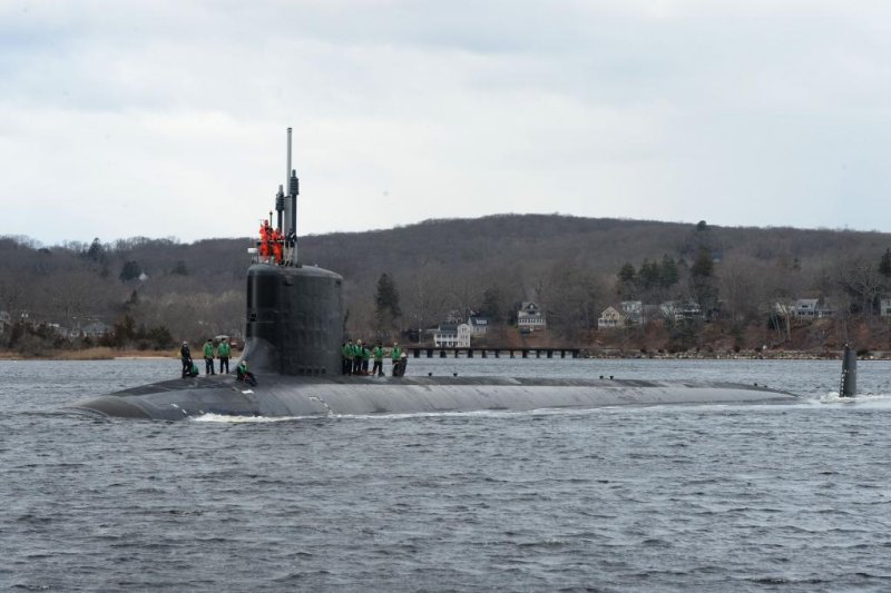 The Virginia-class submarine Pre-Commissioning Unit South Dakota, pictured transiting the Thames River at Naval Submarine Base New London, will be commissioned as USS South Dakota on Saturday. Photo by Mass Communication Specialist 1st Class Steven Hoskins/U.S. Navy