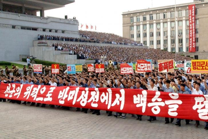 An anti-U.S. rally in Pyongyang, North Korea. North Korea spent more than $3 billion on nuclear weapons development and on missiles, an estimate that does not account for the most recent test that Pyongyang has claimed was a hydrogen bomb. File Photo by Yonhap
