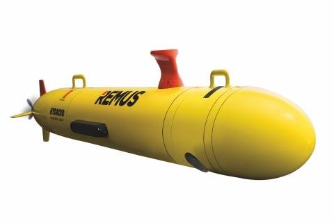 A Remos 100 autonomos underwater vehicle for counter-mine operations. Photo courtesy Hydroid Inc.