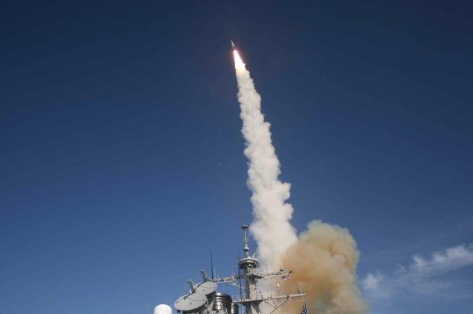 The Aegis Weapon System is an air defense missile system that uses the sophisticated SPY-1 radar to track and engage enemy aircraft and missile targets. U.S. Missile Defense Agency photo