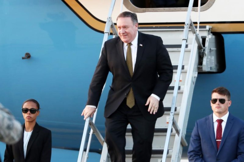 U.S. Secretary of State Mike Pompeo received a request from Kim Jong Un regarding sanctions during their most recent meeting in Pyongyang, according to a Japanese press report. File Photo by Yonhap/EPA-EFE