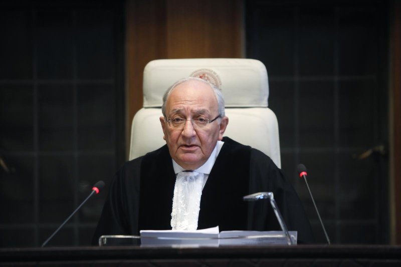Judge Kirill Gevorgian on Thursday read out the ruling in a case involving Iran and the United States at the International Court of Justice in The Hague, Netherlands. Photo courtesy of International Court of Justice