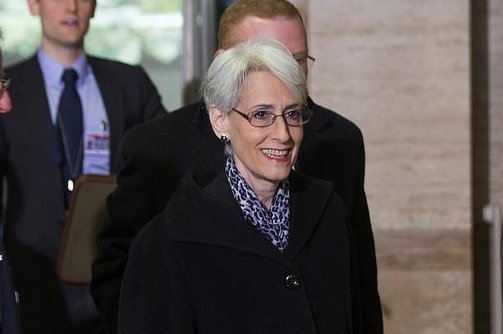 Under Secretary of State for Political Affairs Wendy Sherman arrives at the United Nations to participate in a trilateral meeting with Joint Special Representative Brahimi and Russian Deputy Minister of Foreign Affairs Gatilov in Geneva, Switzerland on February 13, 2014. (Flickr/State Department)