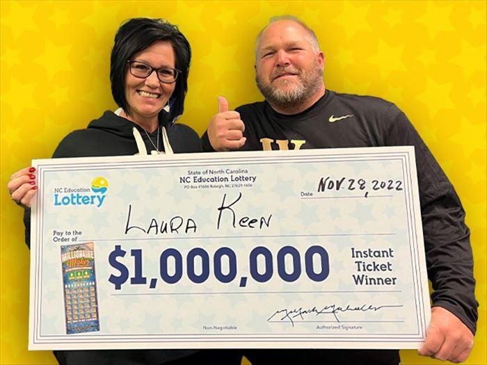 Laura Keen said the low gas light on the dashboard of her truck led to her winning a $1 million prize from a scratch-off lottery ticket. Photo courtesy of the North Carolina Education Lottery