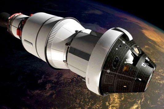 An artistic representation of NASA's Orion capsule spacecraft. NASA