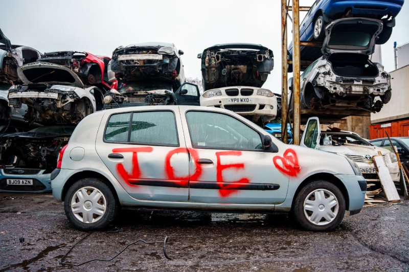 A British company is offering to "scrap your ex" for Valentine's Day by writing the name of an ex-lover on a car headed to the scrap yard. Photo courtesy of Scrap Car Comparison