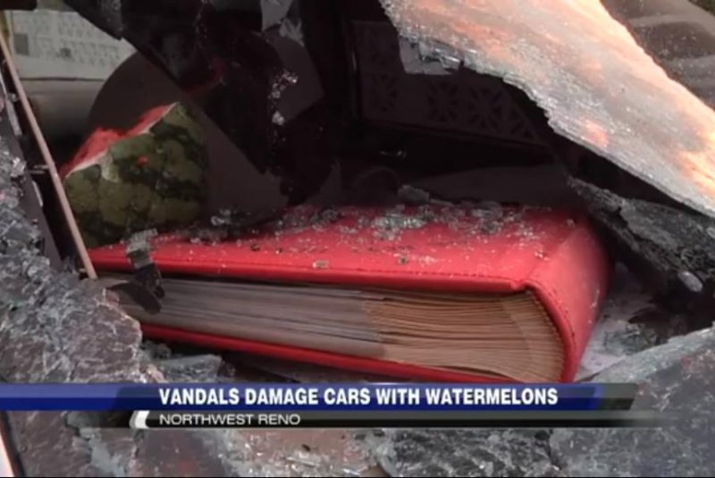 Watermelon vandals target parked cars in Reno