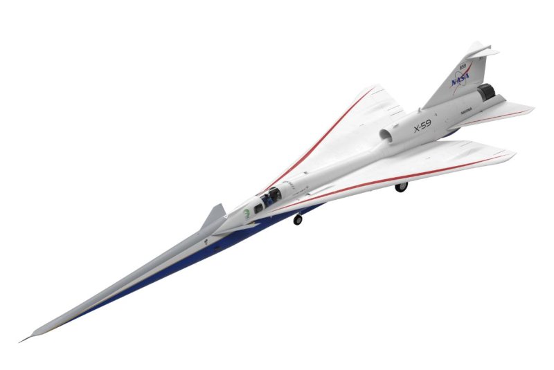 NASA’s experimental X-59 supersonic aircraft, designed to fly faster than the speed of sound without the sonic boom, is getting a makeover and will be painted red, white and blue. Image courtesy of Lockheed Martin