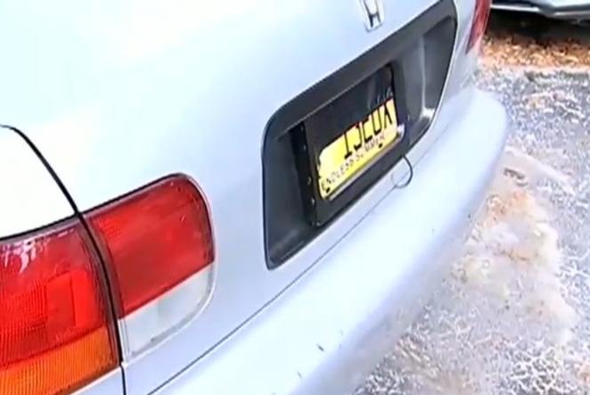The Florida Highway Patrol said a man is facing felony charges for using a remote-controlled device to shield his license plate from toll enforcement cameras. Screenshot: WFTS-TV