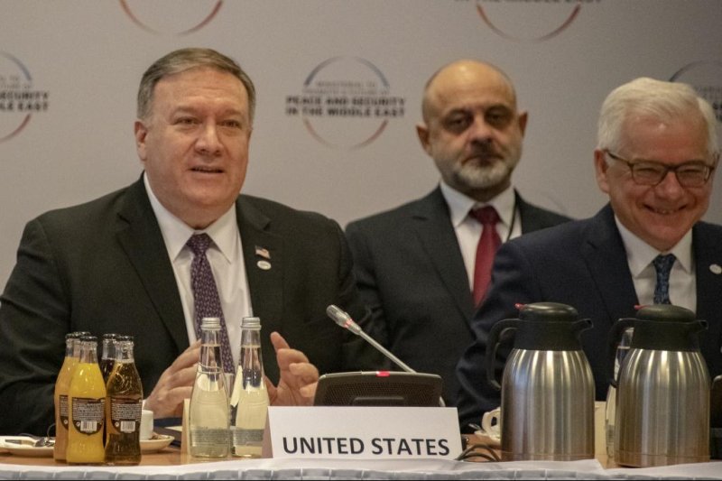 U.S. Secretary of State Michael Pompeo participates Thursday in the Opening Plenary of the Ministerial to Promote a Future of Peace and Security in the Middle East, in Warsaw, Poland. Photo courtesy U.S. State Department