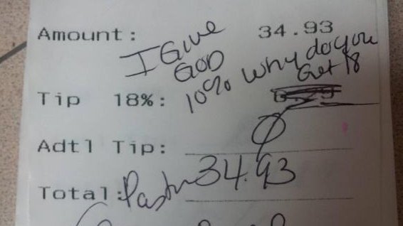 Applebee's waitress fired for sharing rude tip receipt